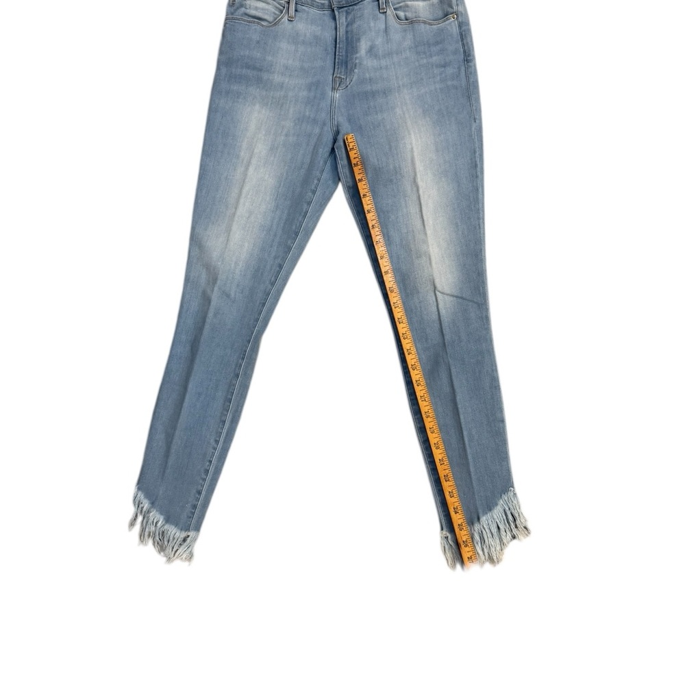 FRAME Straight Leg Cropped Jeans Frayed Raw Hem Light Wash Blue Size 29 - Picture 5 of 9